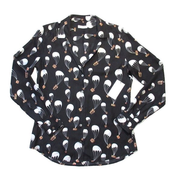 NWT Equipment Adalyn in True Black Parachute Crate Paris Revolution Silk Shirt S - Picture 1 of 7